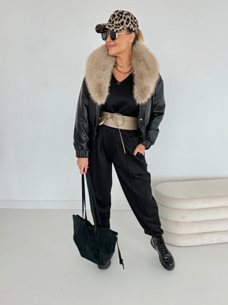 gefütterte Lederjacke 2508172-74