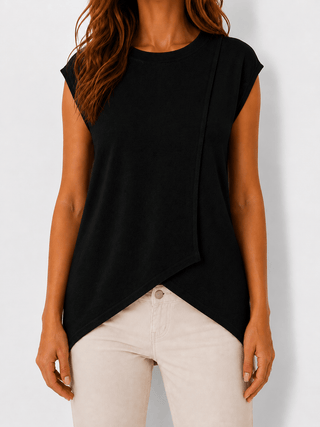 Feinstrick T-Shirt in Schwarz
