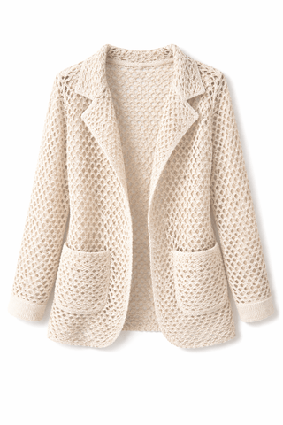 Häkelblazer in Creme für Damen