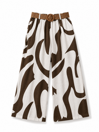 Sommerhose in Braun-Weiss mit Muster in Marlene Schnitt