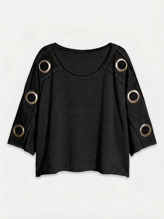 T-Shirt in Schwarz mit Cut-Outs an Ärmeln für Damen OS 36-42 - Levelone GmbH & Co. KG