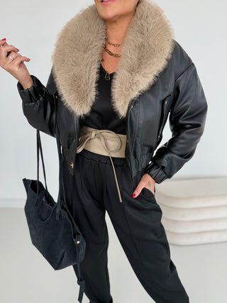 gefütterte Lederjacke 2508172-74