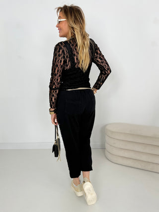 Spitzenshirt in Schwarz