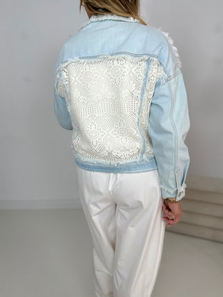 Jeansjacke Hellblau Stickereien