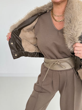 gefütterte Lederjacke 2508175-77