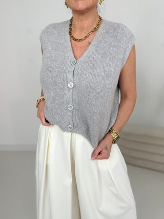 Alpaka Strick Weste-grau-damen-levelone-einheitsgröße