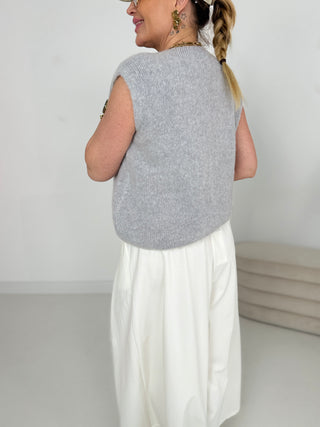Alpaka Strick Weste-grau-damen-levelone-einheitsgröße
