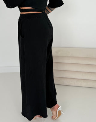 Musselin Sommerhose-schwarz-damen-einheitsgröße-levelone