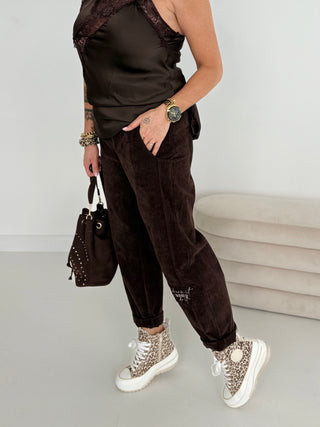 Streç fitilli kadife pantolon 2510015