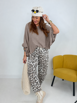 Feinstrickpullover in Taupe mit weiten Ärmeln, für Damen in Einheitsgröße 36-42+ - Levelone GmbH & Co. KG
