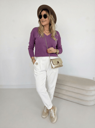 Feinstrickpullover in Dunkellila