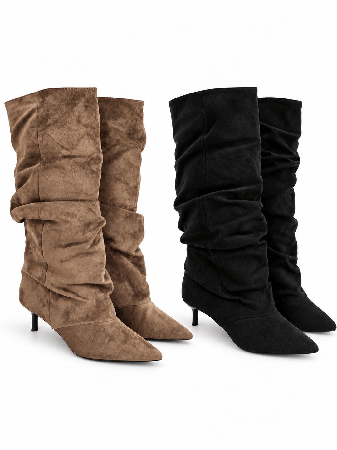 Stiefel in Schwarz & Khaki mit Raffung am Schaft für Damen in Größen 36-41 - Levelone GmbH & Co. KG